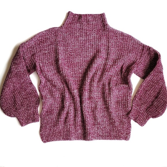 cupcakes & cashmere Sweaters - Cupcakes & Cashmere Small Pink Mockneck Turtleneck Sleeve Knit Sweater Cotton